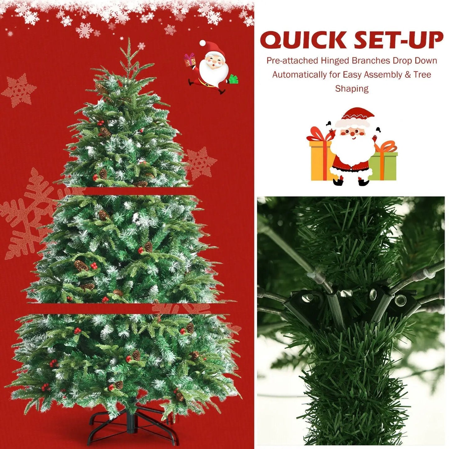 Pre Lit Snowy Christmas Hinged Tree with Lights