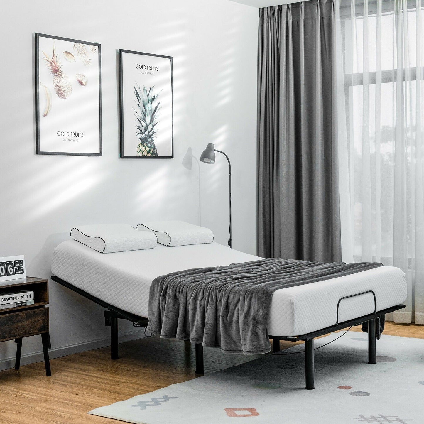 Base de cama ajustable tamaño queen con inclinación de cabecera y piecera