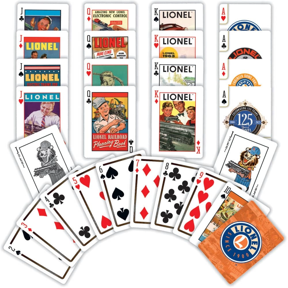 Lionel Trains Playing Cards 54-card deck with vintage train art by The Country Christmas Loft on Tampa Home & Garden Store