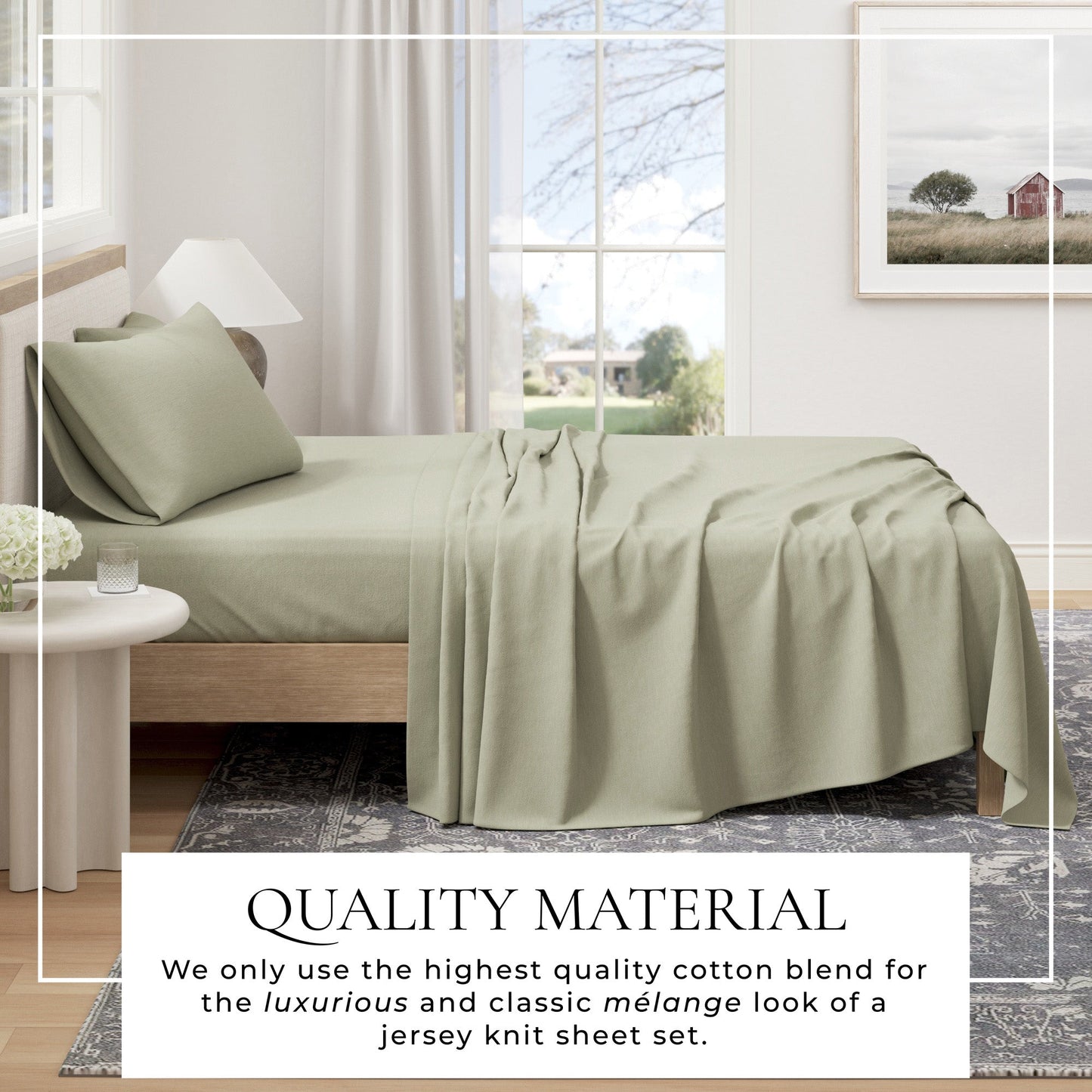Heathered Jersey and Cotton Blend Bed Sheets