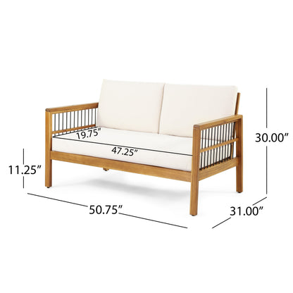 Outdoor Acacia Wood Loveseat and Coffee Table Set