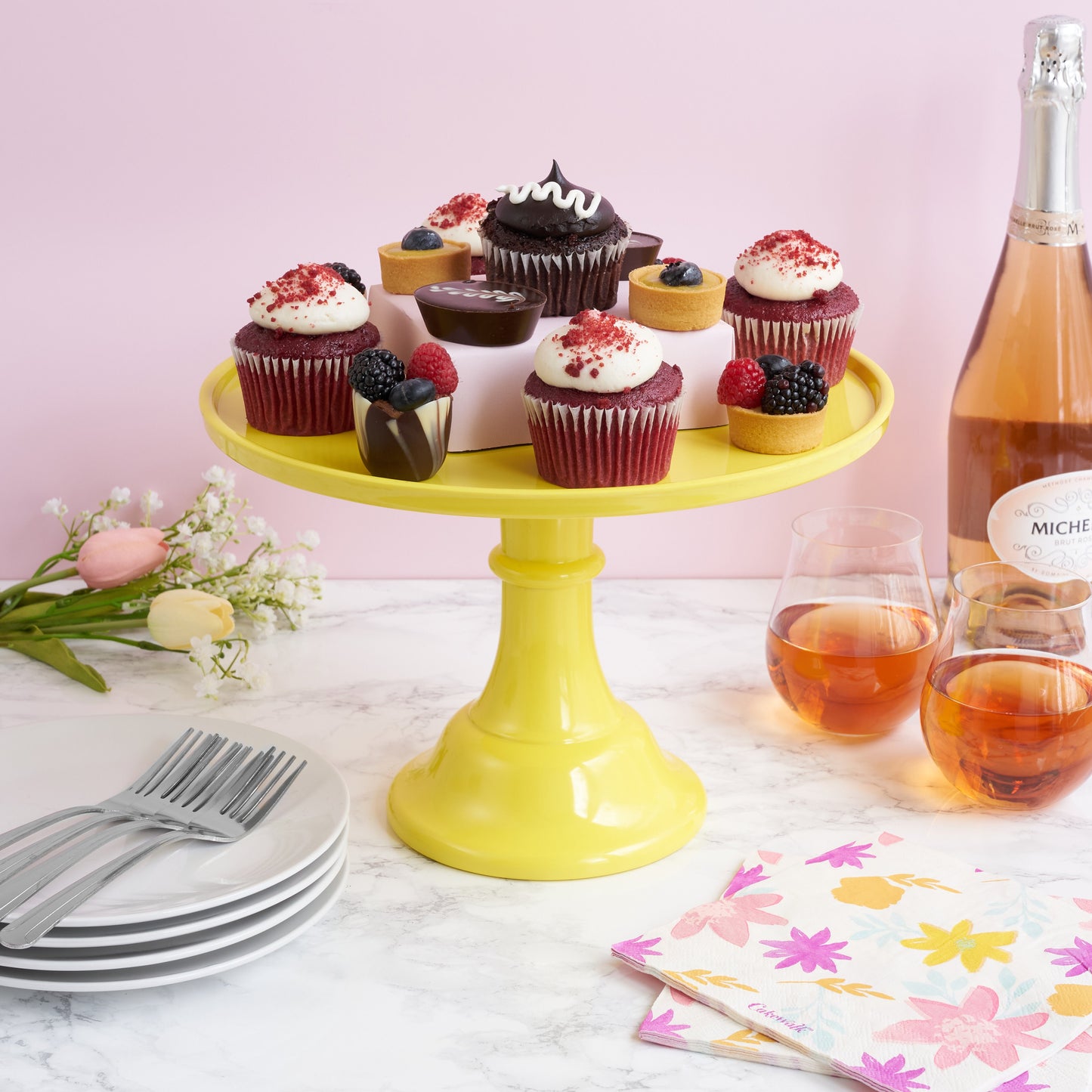 Yellow Melamine Cake Stand for a Dessert Party