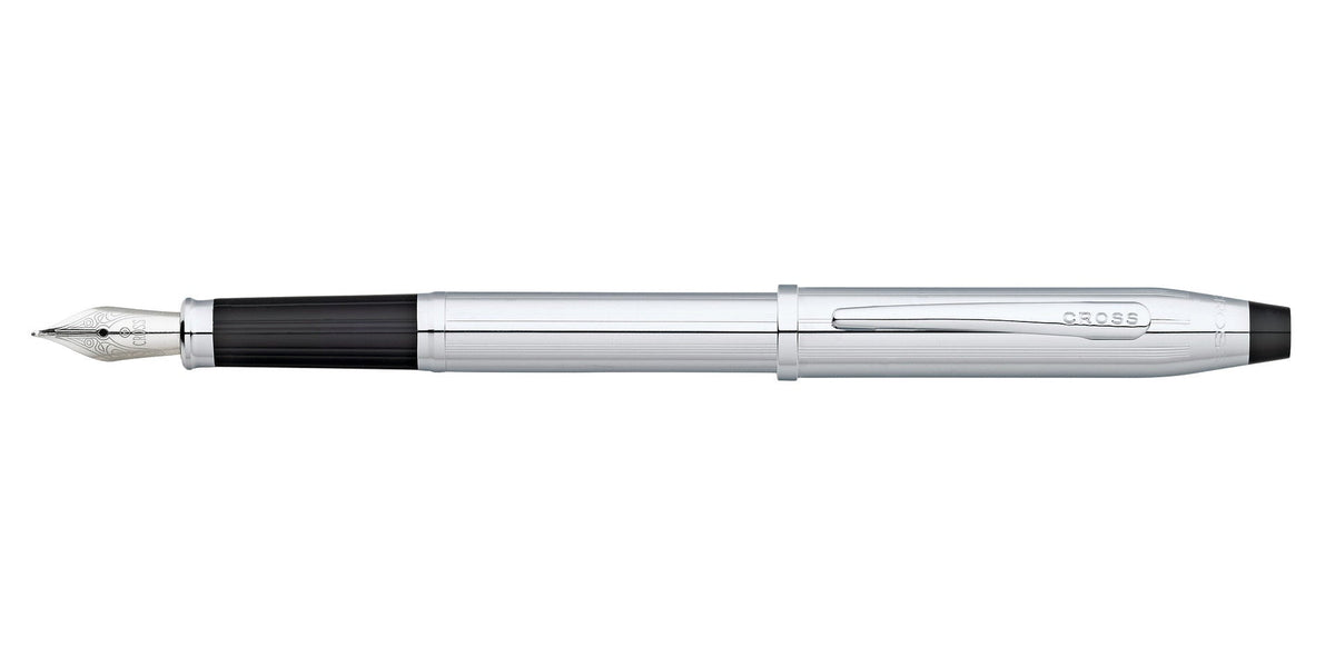 Century II Lustrous Chrome Medium Nib Fountain Pen with black grip by Cross on Tampa Home & Garden Store