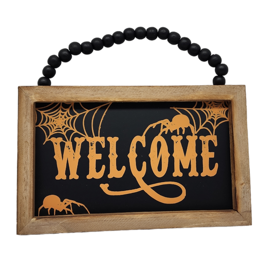 Wooden Hanging 8 Inch Sign - Haunted Welcome - Tampa Home & Garden Store