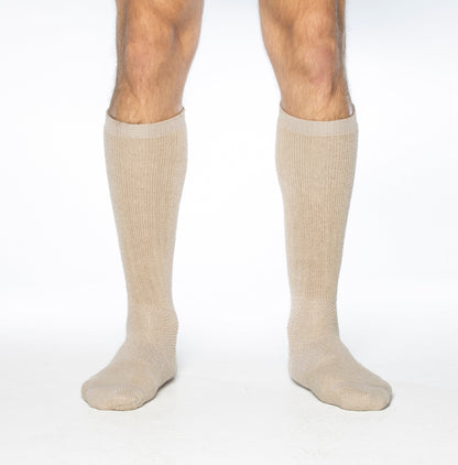 ICE Sock knee-high beige socks worn on both legs, two shown on Tampa Home & Garden Store