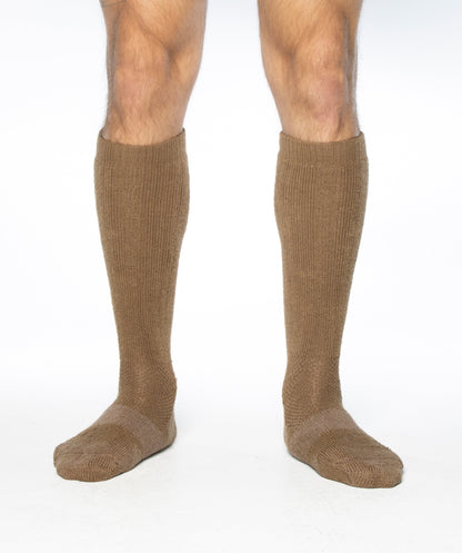ICE Sock knee-high brown military/tactical socks worn on two legs on Tampa Home & Garden Store