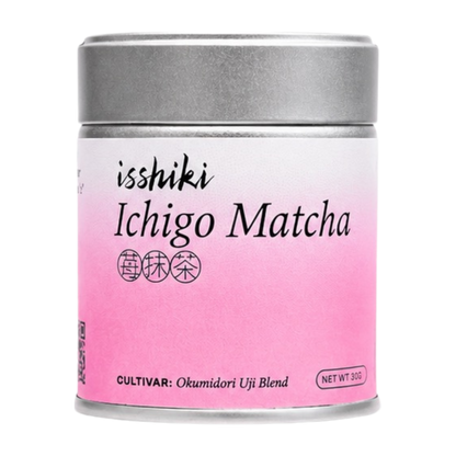 Ichigo Matcha premium matcha powder in a pink-labeled jar by isshiki on Tampa Home & Garden Store