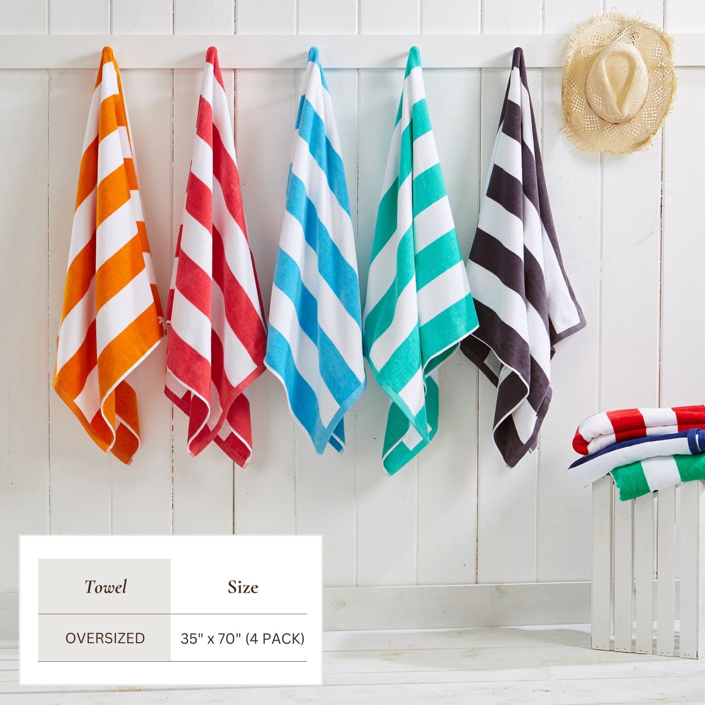 Cotton And Velour Cabana Stripe Beach Towel