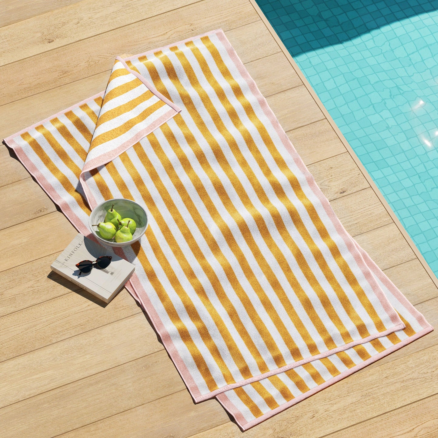 Cabana Cotton Beach Towel and Striped Border