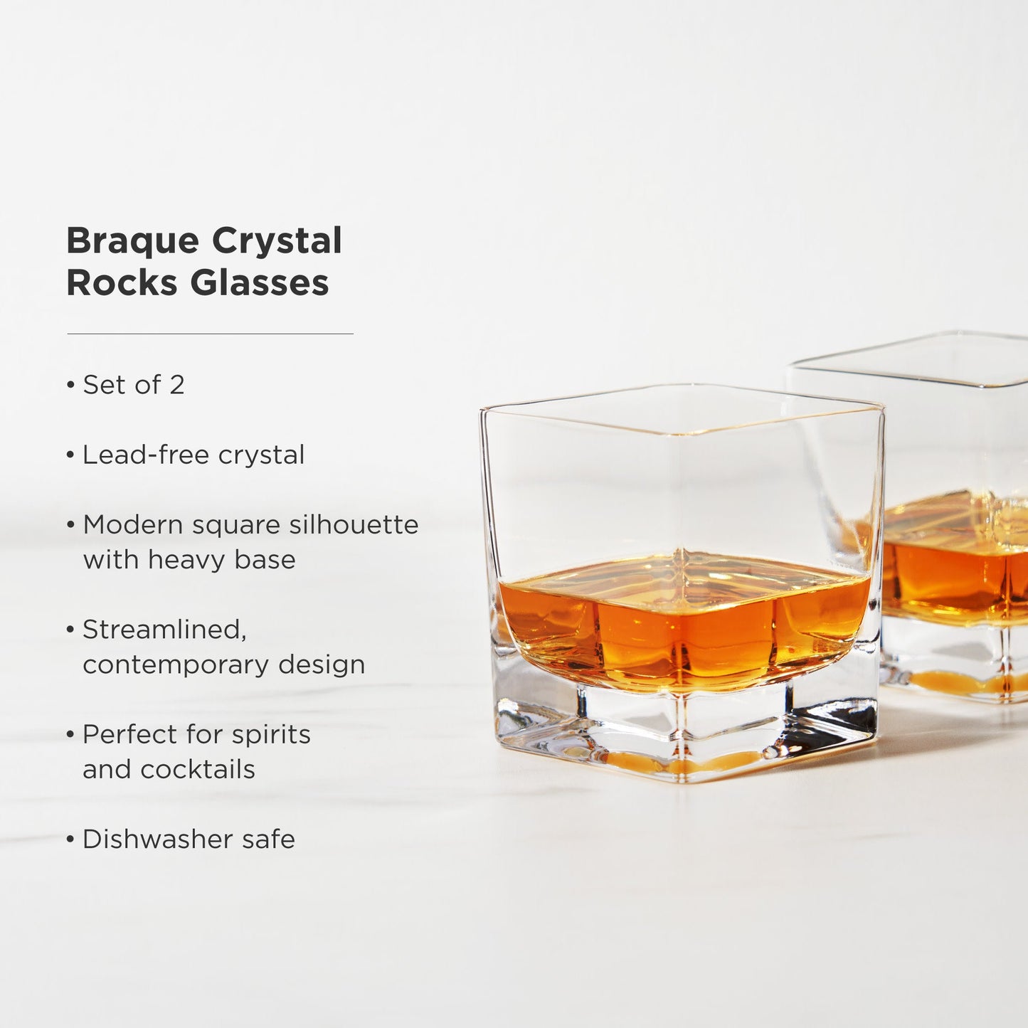Braque Square Base Crystal Rocks Glass Set