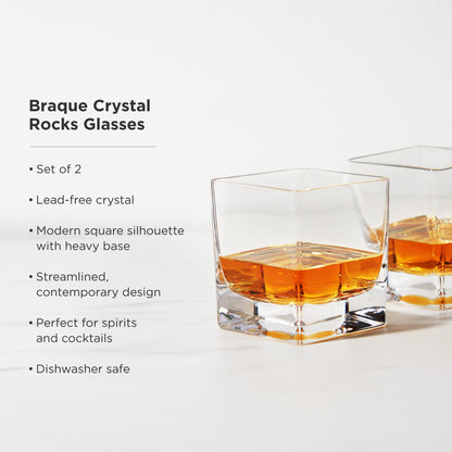 Braque Square Base Crystal Rocks Glass Set