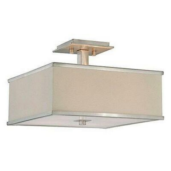 Hampton Bay Menlo Park 4-light ceiling light beige shade nickel finish on Tampa Home & Garden Store