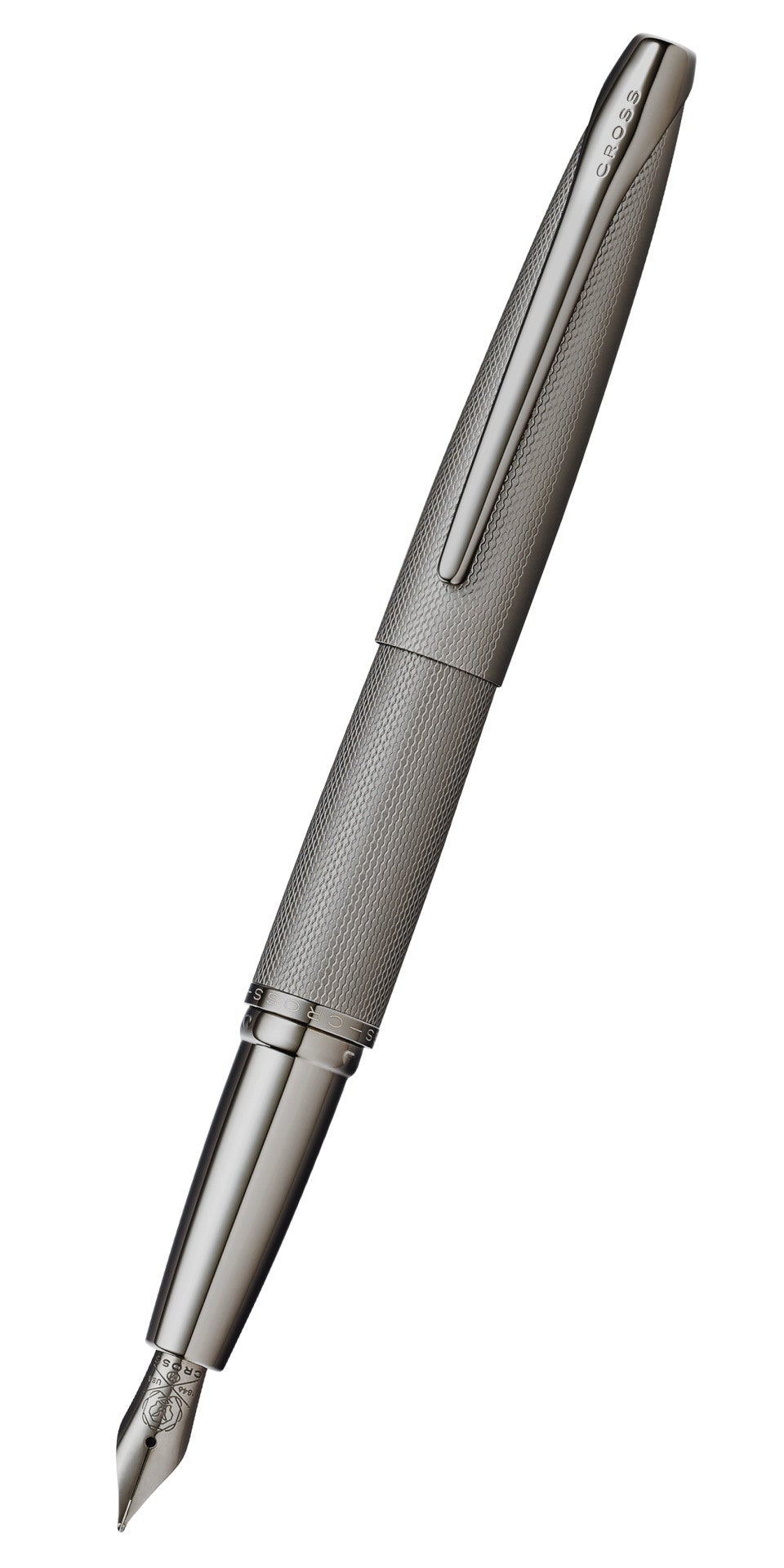 ATX Sandblasted Titanium Gray Stainless Steel Fountain Pen with medium nib by A.T. Cross on Tampa Home & Garden Store