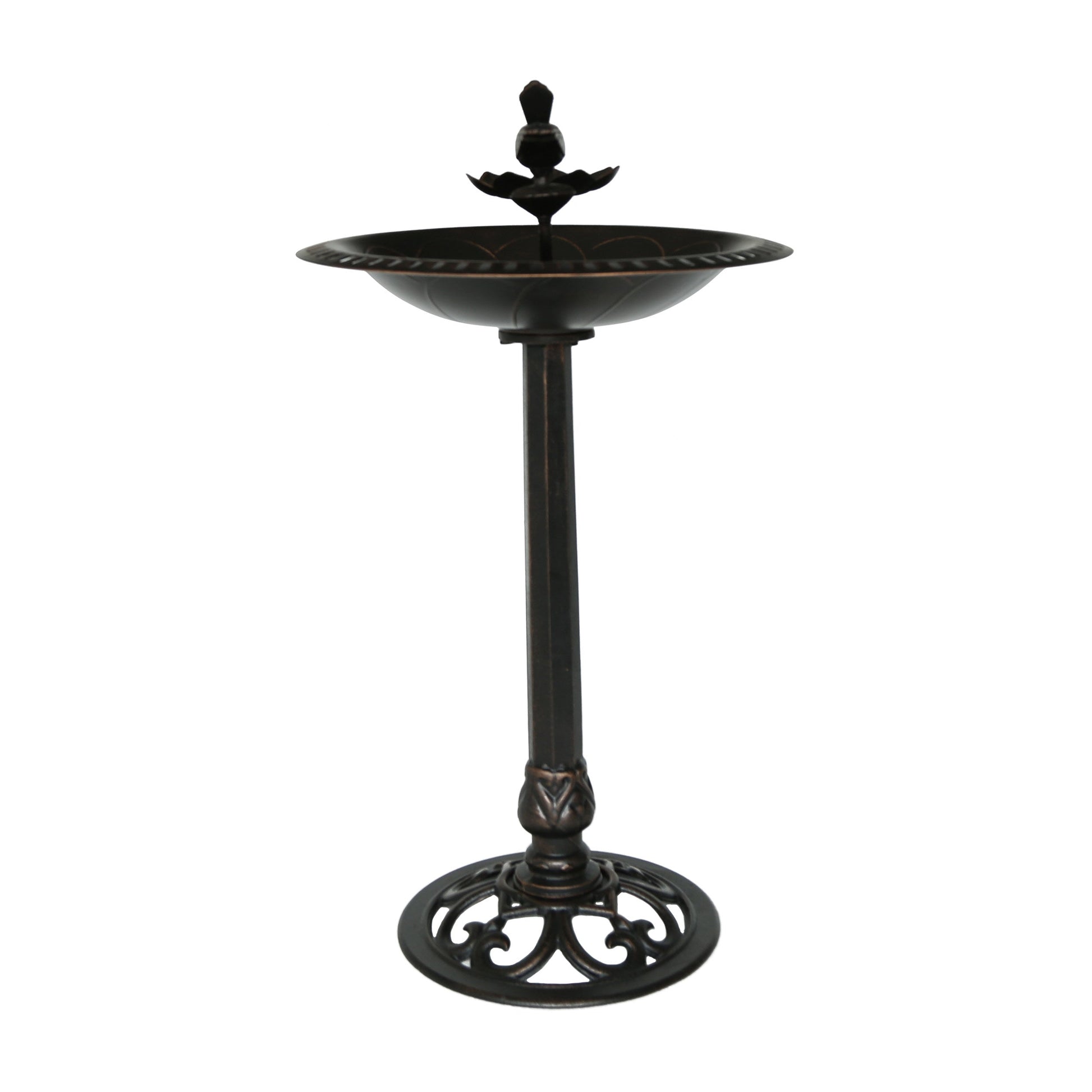 Outdoor Bird Bath HouseOfZazla metal dark bronze with ornate base on Tampa Home & Garden Store
