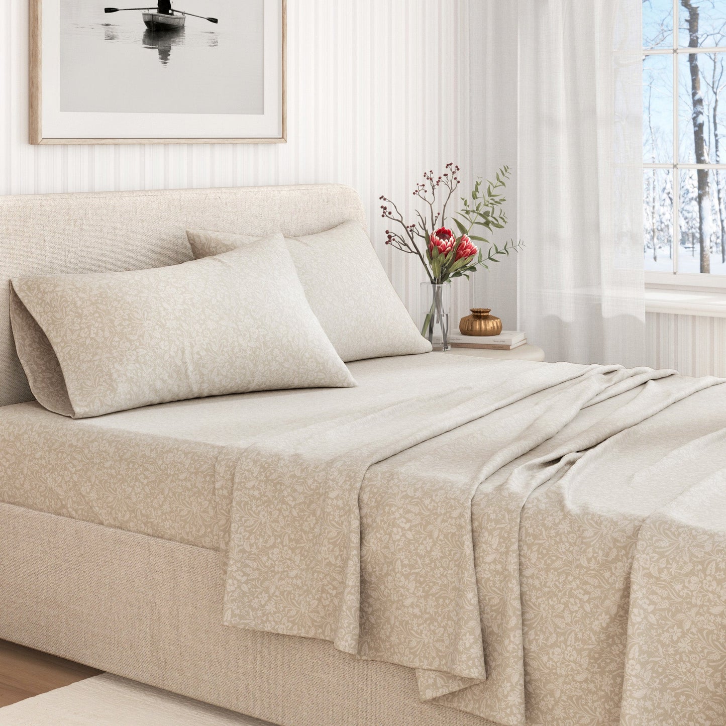 Turkish Cotton Flannel Sheet Set and Floral