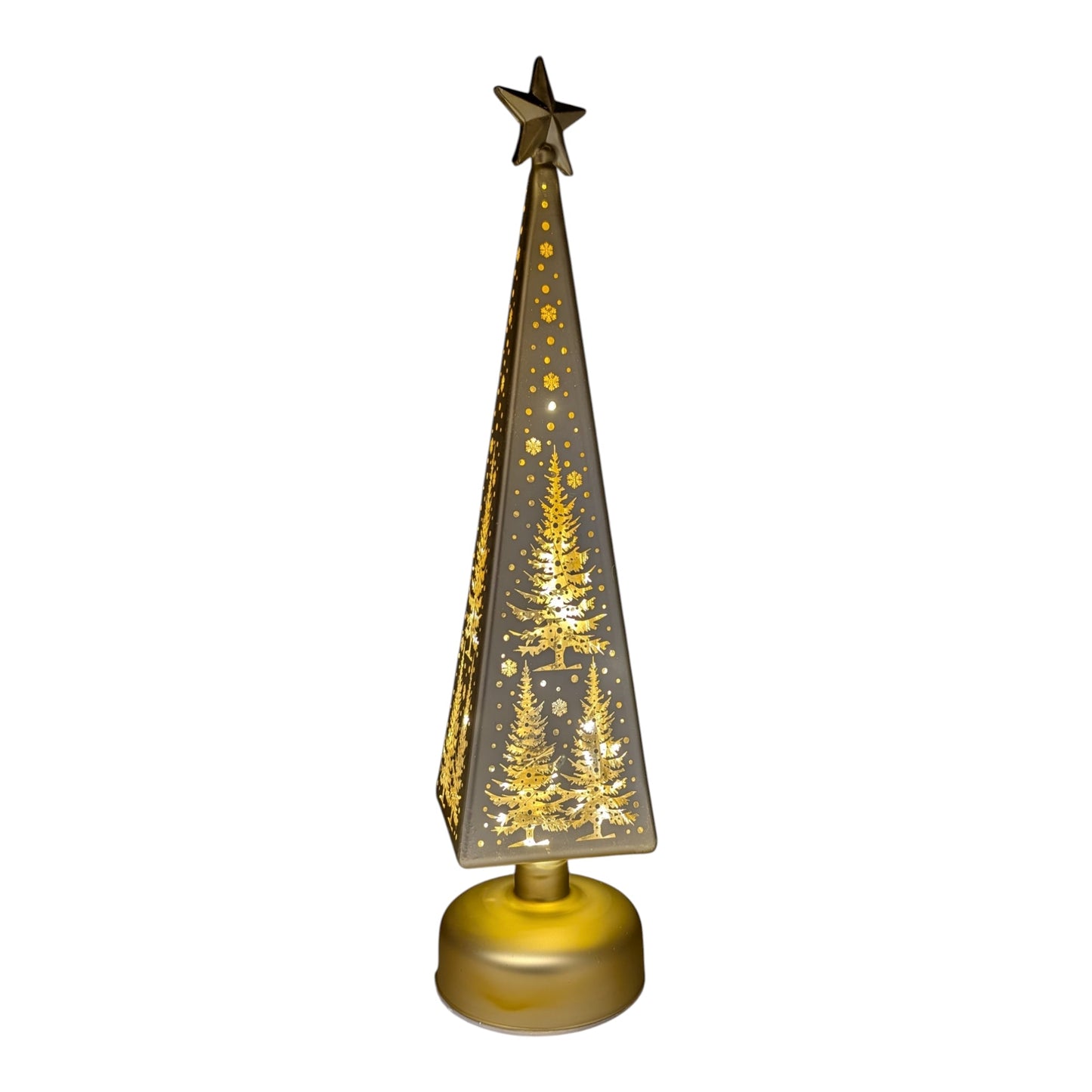 Etched Glass Tree with Star Topper LED Luminary by The Country Christmas Loft, glass with lights on Tampa Home & Garden Store