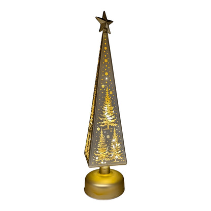 Etched Glass Tree with Star Topper LED Luminary by The Country Christmas Loft, glass with lights on Tampa Home & Garden Store