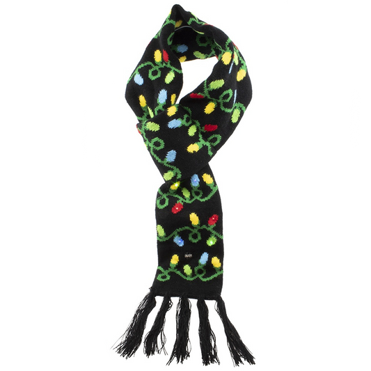 Battery-Operated LED Christmas Knit Scarf - Black