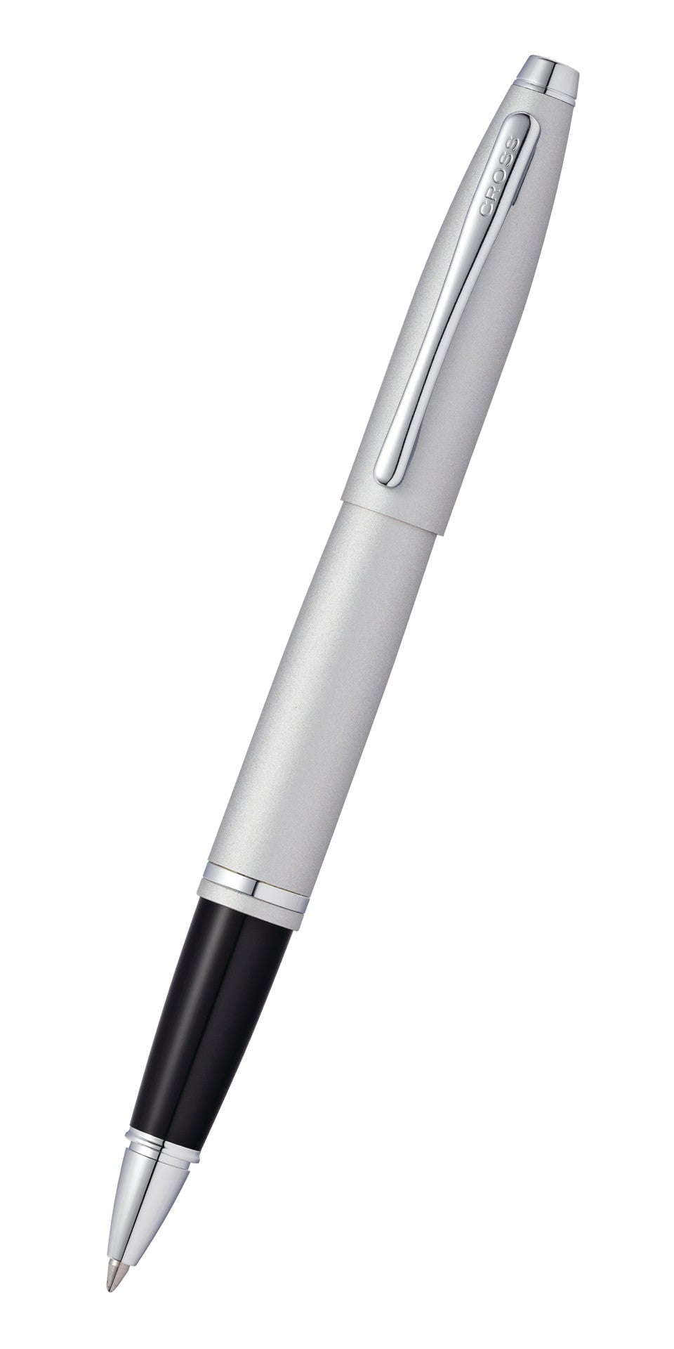 Calais Satin Chrome Rollerball Pen by A.T. Cross, silver satin finish with chrome clip on Tampa Home & Garden Store