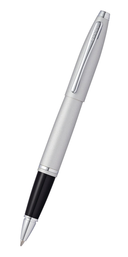 Calais Satin Chrome Rollerball Pen by A.T. Cross, silver satin finish with chrome clip on Tampa Home & Garden Store