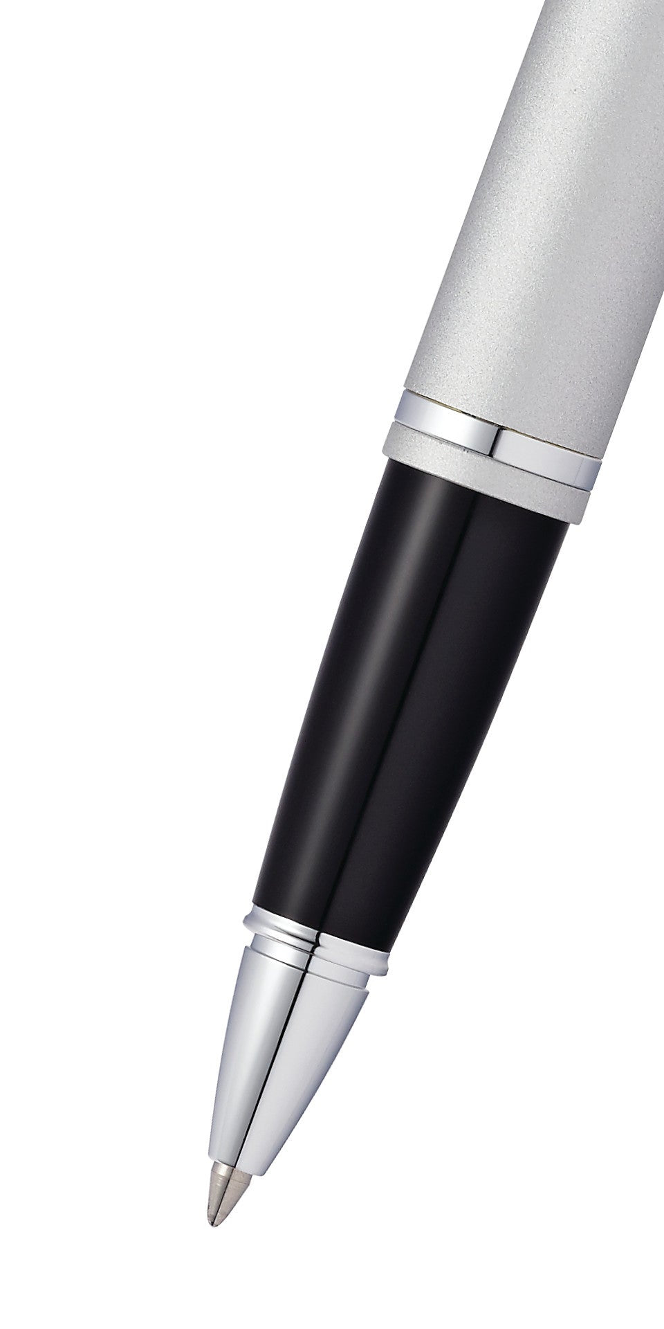 Calais Satin Chrome rollerball pen by A.T. Cross with black barrel and silver accents on Tampa Home & Garden Store