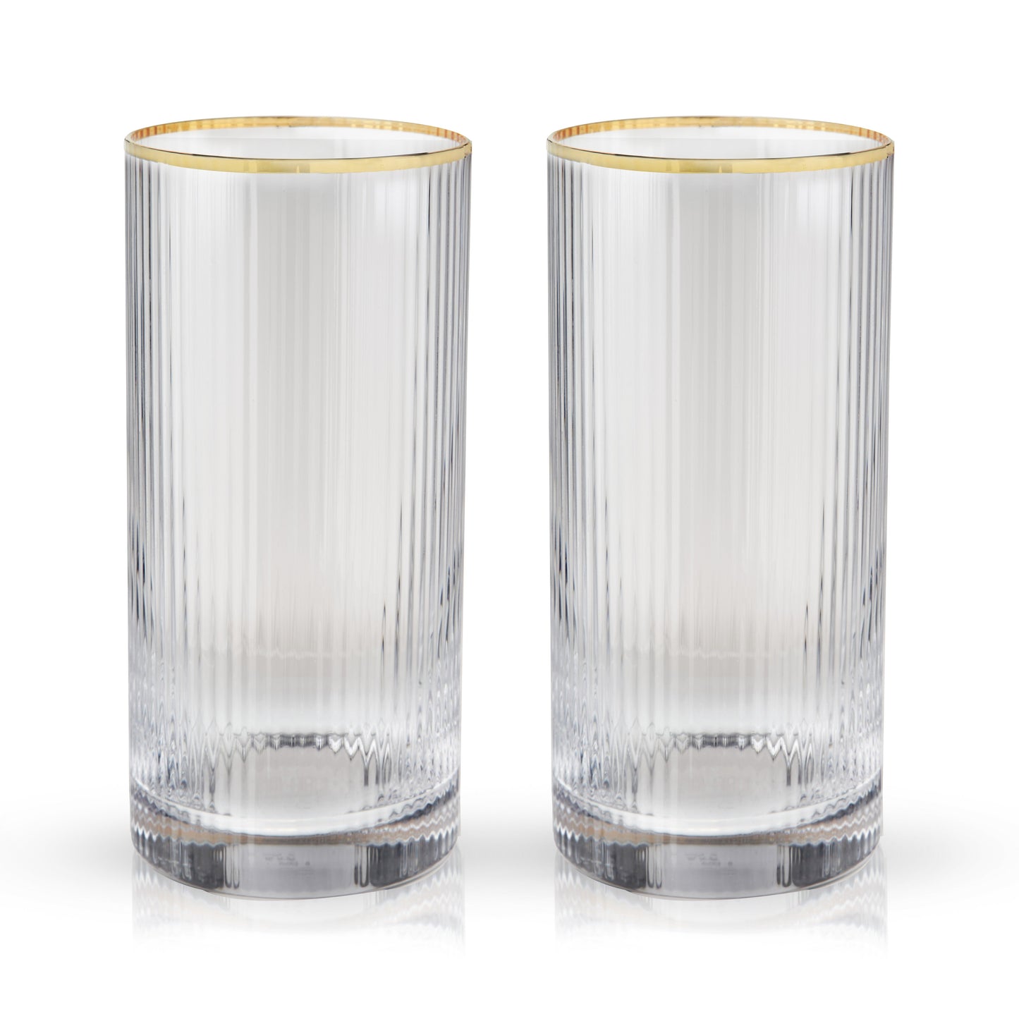 Gold Trimmed Crystal Highball Glasses Set of 2