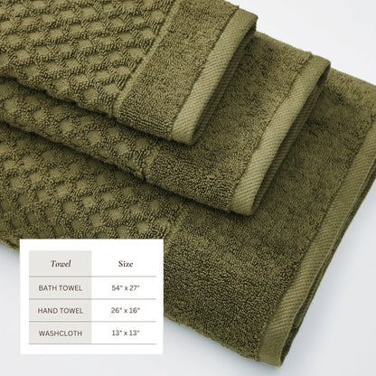 Cotton Diamond Waffle Weave Bath Towel Set