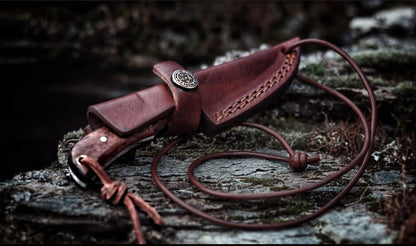 E3 Carbon 1080 neck knife with mini rosewood grip in brown leather sheath Titan TC-003 on Tampa Home & Garden Store