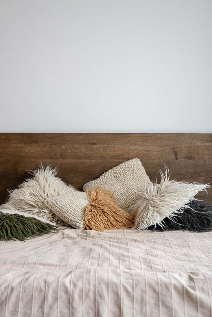 Pillow Forest Bark throw pillows by Creating Comfort in cream, tan, olive and charcoal on Tampa Home & Garden Store