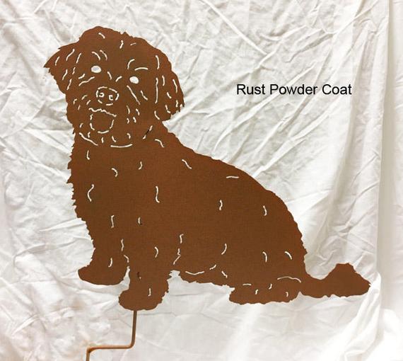 Havanese dog garden stake rust powder-coated metal by Rustica Ornamentals on Tampa Home & Garden Store