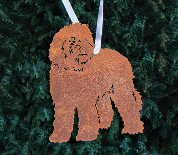 Labradoodle plant stake rust-colored metal decorative marker by Rustica Ornamentals on Tampa Home & Garden Store