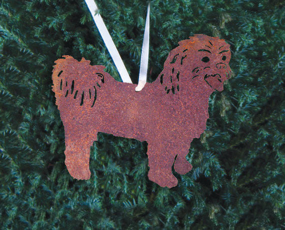 Shih Tzu plant stake rusted metal silhouette Rustica Ornamentals decorative garden ornament on Tampa Home & Garden Store