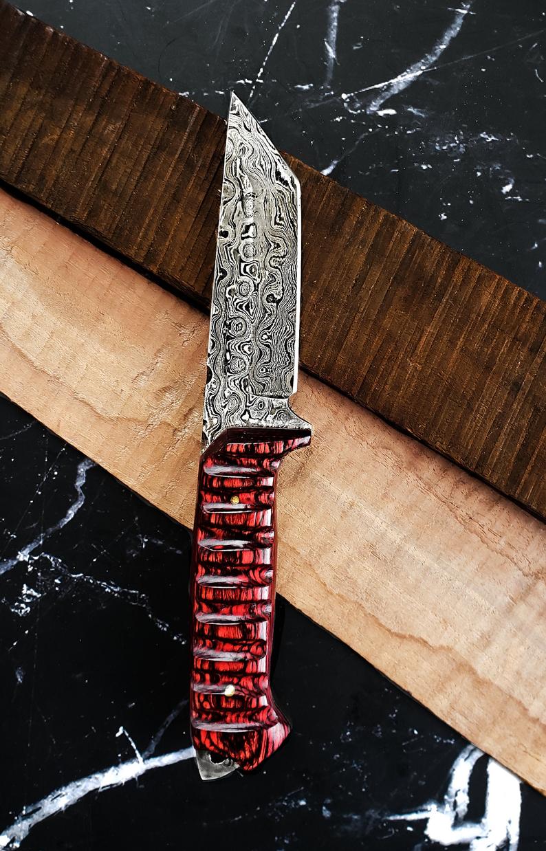 Titan Diver knife with Damascus blade and cherry wood handle TD-275 on Tampa Home & Garden Store