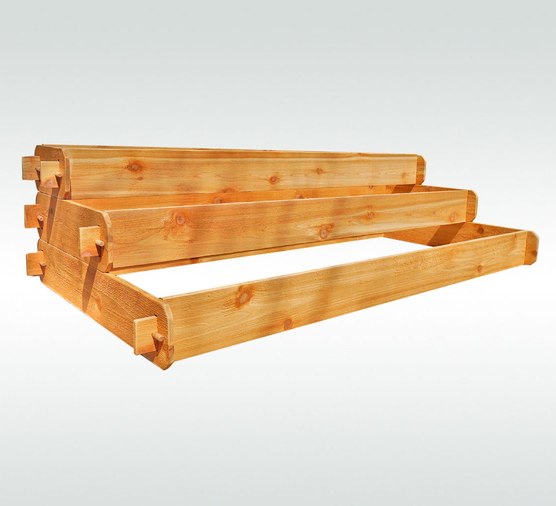 Raised garden bed kit Timberlane Gardens three-tier cedar elevated planter 1x6 2x6 3x6 on Tampa Home & Garden Store