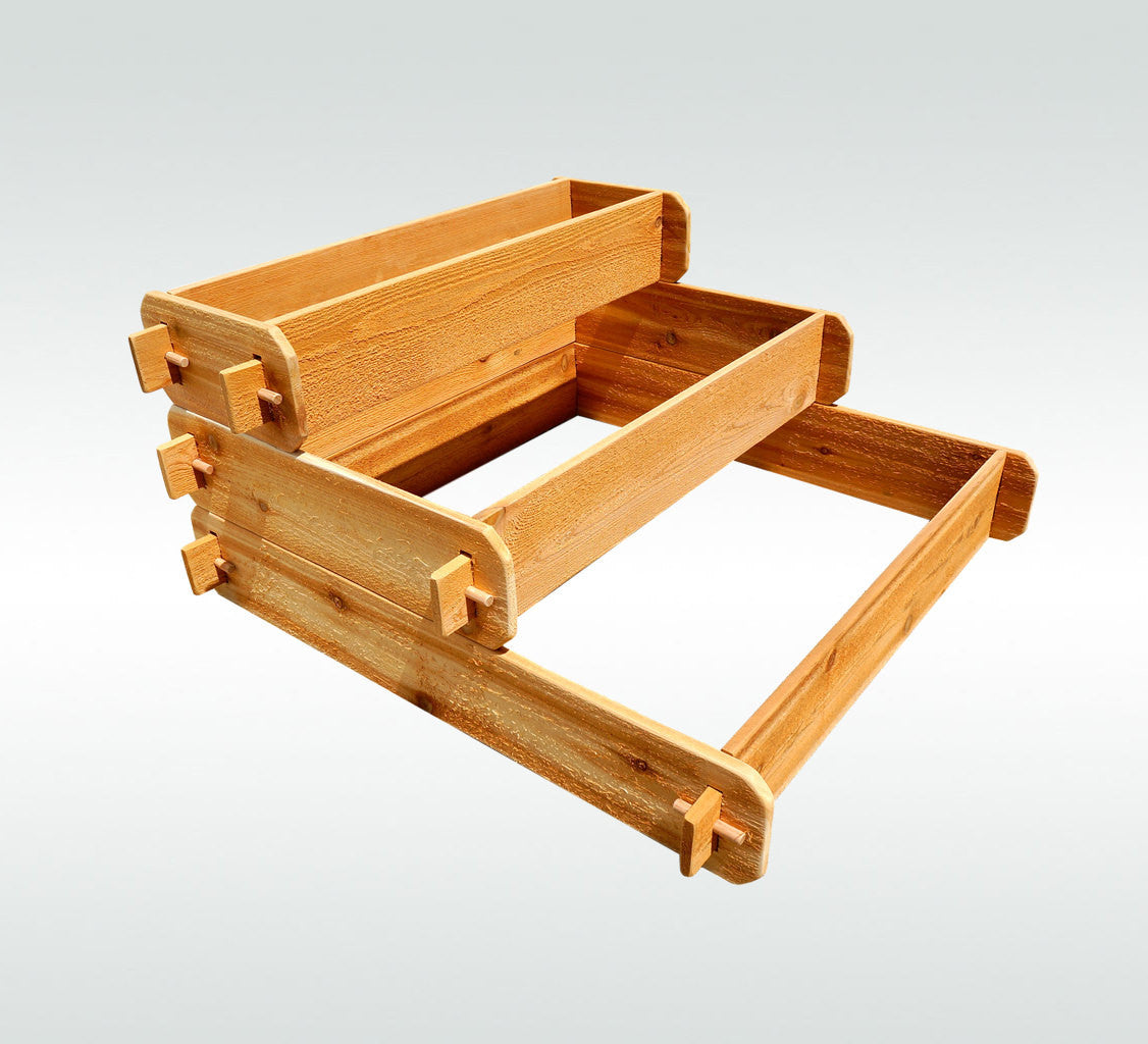Timberlane Gardens cedar raised garden bed kit, 3-tier elevated planter with slat sides on Tampa Home & Garden Store