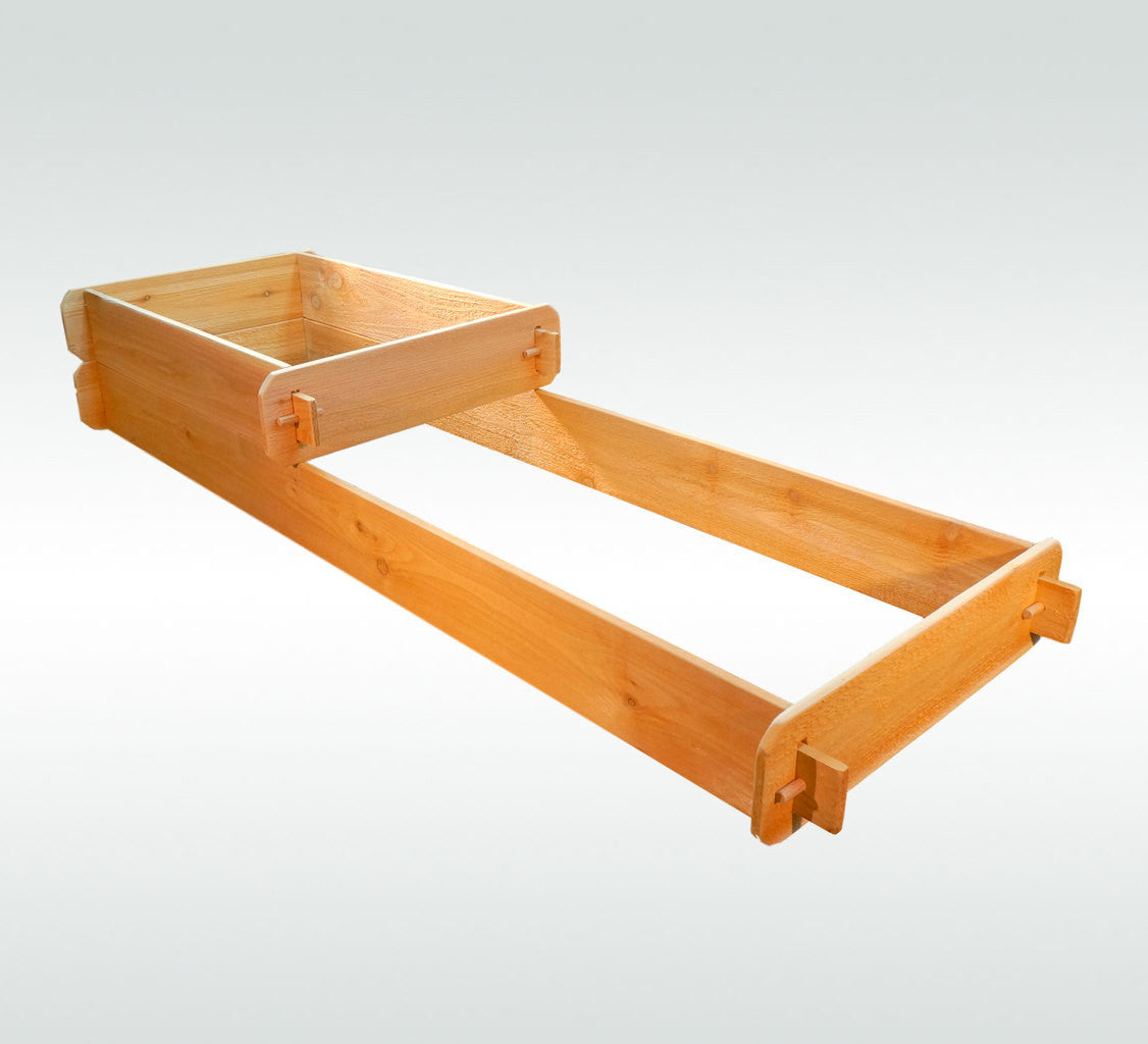 Timberlane Gardens raised garden bed kit, 2-tier cedar, with long rails and end box components on Tampa Home & Garden Store