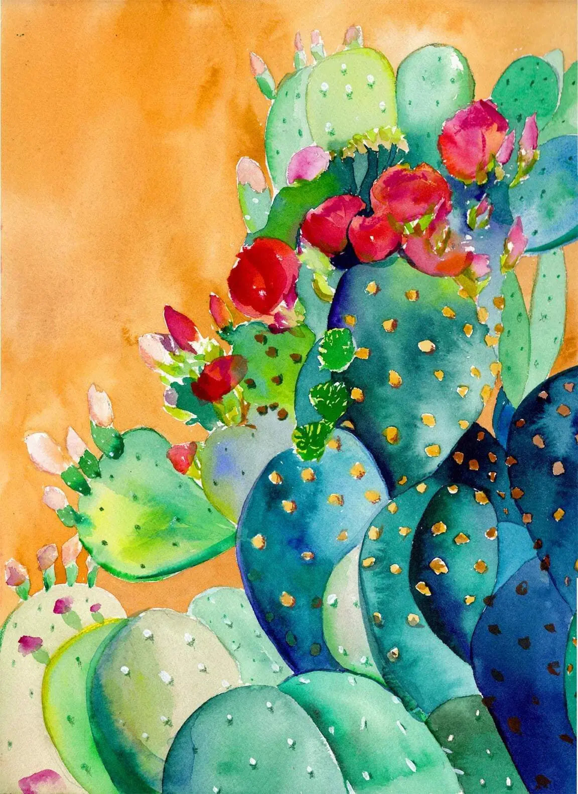 Lámina artística de jardín de cactus – Arte de pared botánico y natural de archivo