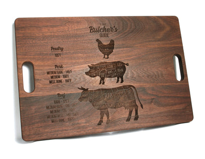 Walnut cutting board 18x12 with juice groove engraved The Butcher's Guide Refine Kitchenware on Tampa Home & Garden Store