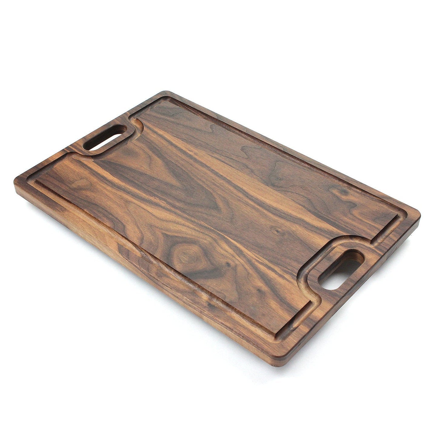 Large walnut cutting board with handles and juice groove 18x12 on Tampa Home & Garden Store