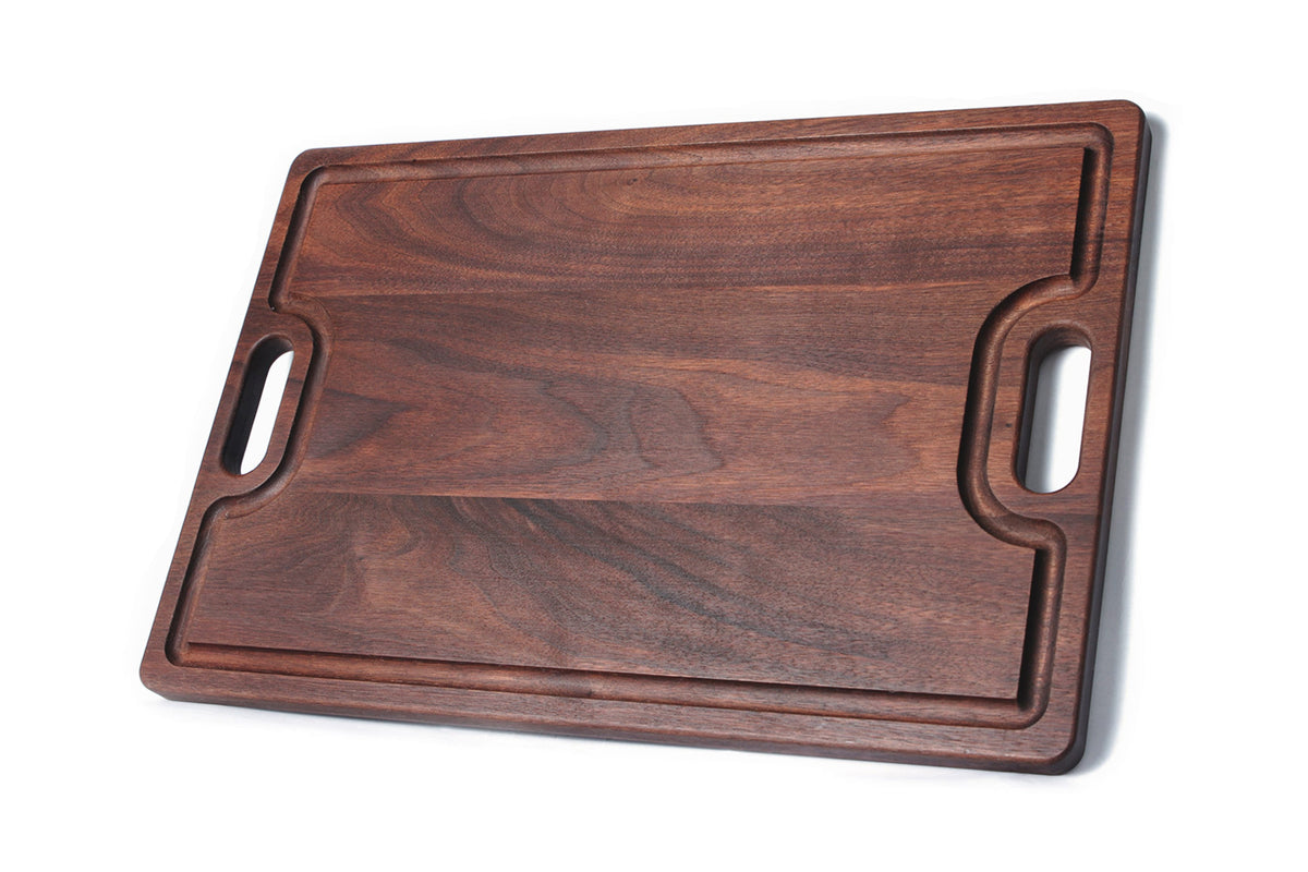 Walnut wood cutting boards with juice groove and dual handles (set of 2) on Tampa Home & Garden Store