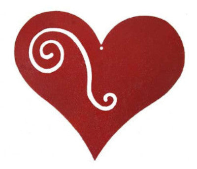 Rustica Ornamentals hanging heart ornament red with white swirl on Tampa Home & Garden Store