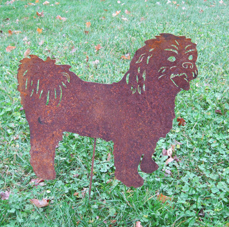 Shih Tzu Garden Stake Style 1 rusted metal silhouette with stake Rustica Ornamentals on Tampa Home & Garden Store