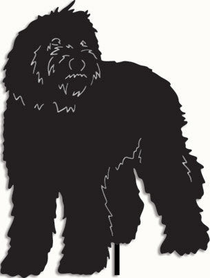 Labradoodle garden stake silhouette in black, Style 1, Rustica Ornamentals lawn ornament on Tampa Home & Garden Store