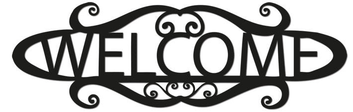 Welcome sign in black ornamental metal, 24-inch home & garden decor on Tampa Home & Garden Store
