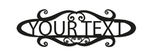 20 inch personalized welcome sign with ornate black scrollwork by Rustica Ornamentals on Tampa Home & Garden Store