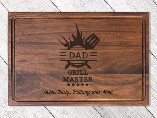 Personalized wooden cutting board with Dad grill master design Refine Kitchenware USA on Tampa Home & Garden Store