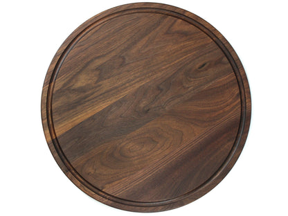 18in walnut round personalized cutting board with juice groove, Refine Kitchenware USA made on Tampa Home & Garden Store