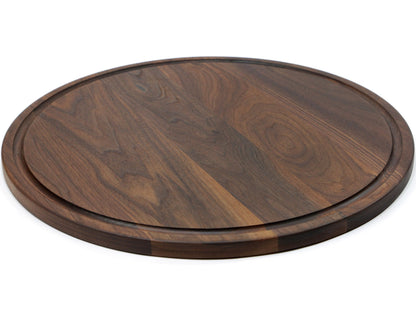 Large walnut round cheese board with juice groove, 18-inch board by Refine Kitchenware on Tampa Home & Garden Store