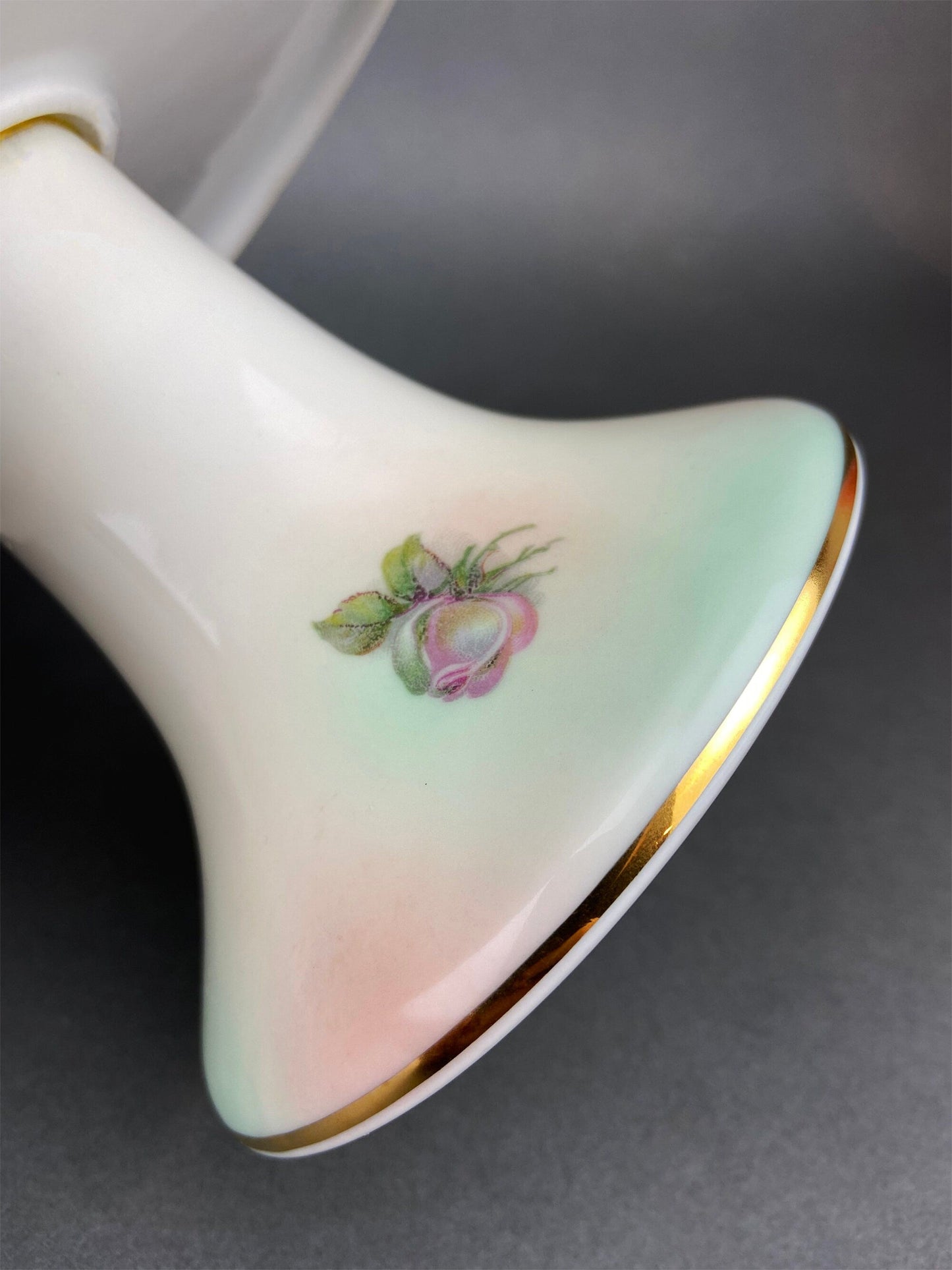 Soporte para tartas vintage Schumann Arzberg Alemania: porcelana rosa de té pintada a mano