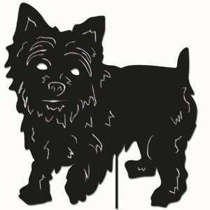 Yorkie statue wall art, black terrier dog garden sculpture on Tampa Home & Garden Store